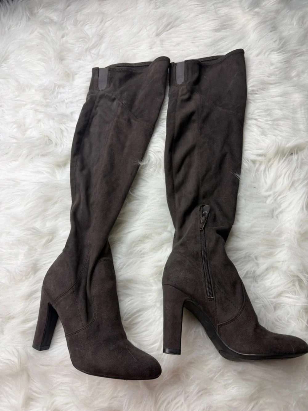 Brown suede over the knee boots